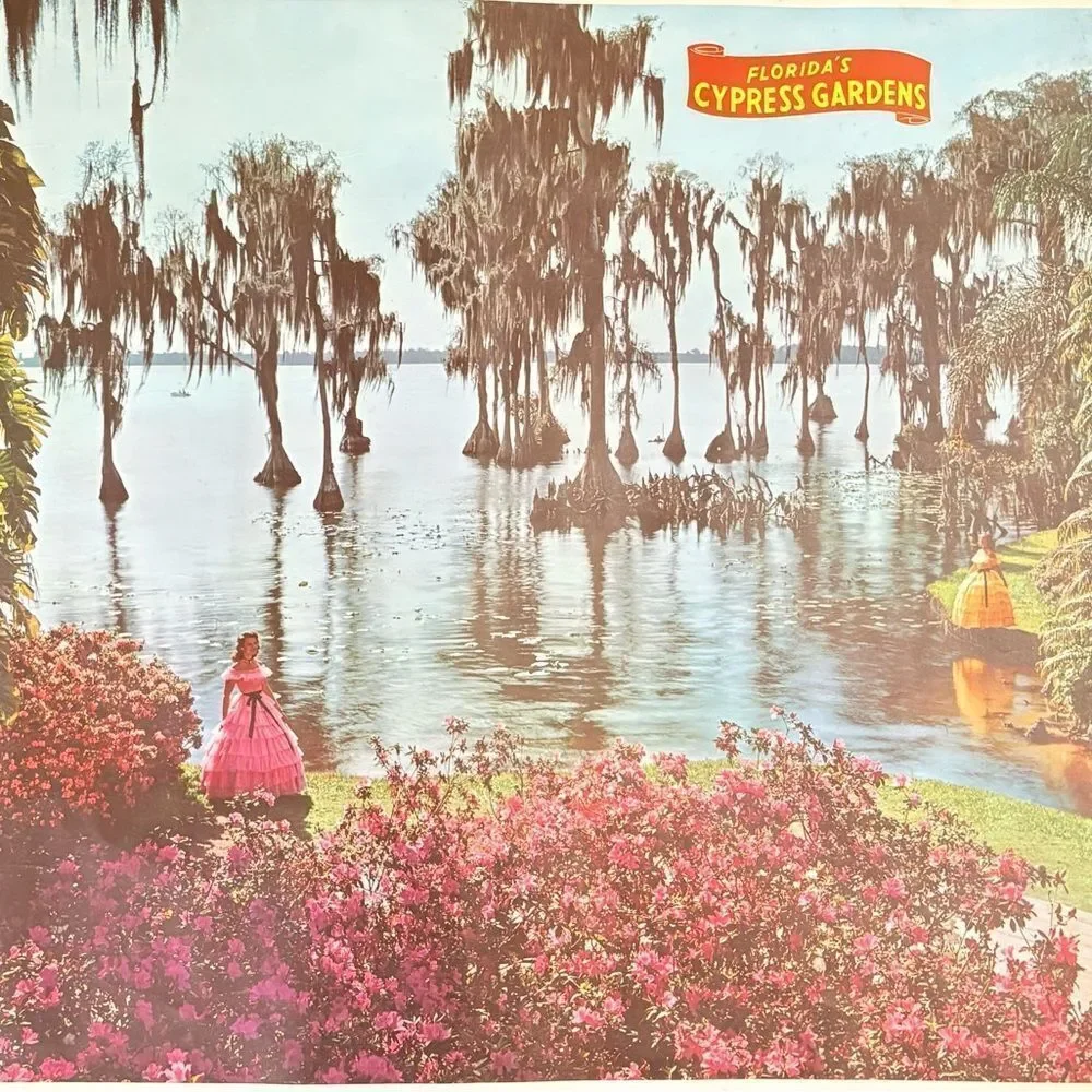 Vintage Florida Cypress Gardens Poster Southern Belle Spanish Moss Art Poster